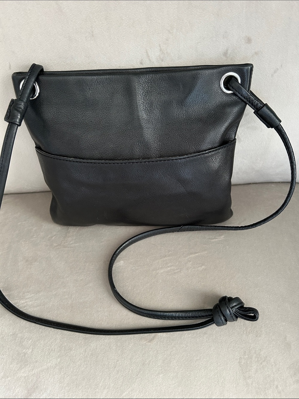 Margot New York Black Leather Crossbody Bag | Minimalist Everyday Chic - Picture 11 of 11